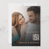 ピーチオレンジファズモダンウォーターカラーフローラ結婚ズ 招待状 (裏面)