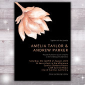 ピーチオレンジファズモダンウォーターカラーフローラ結婚ズ 招待状