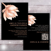 ピーチオレンジファズモダンウォーターカラーフローラ結婚ズ 招待状