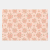 ピーチオレンジフラワーズフローラ ラッピングペーパーシート (正面3)