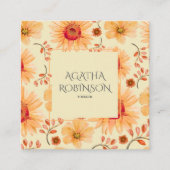 ピーチオレンジフラワーフローリスト スクエア名刺 (正面)
