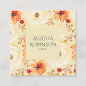 ピーチオレンジフラワーフローリスト スクエア名刺 (正面)
