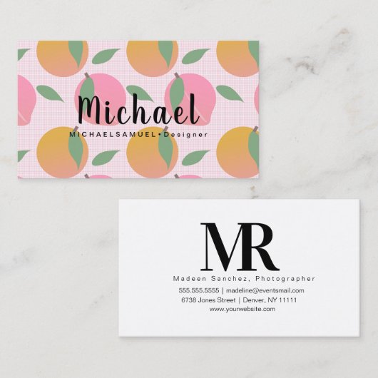 ピーチオレンジヘアサロンデザイナー 名刺 (正面/裏面)