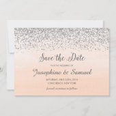 ピーチオレンジ色の水の色の保存日付 招待状 (正面)