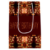 ピーチオレンジ花誕生日紙抱き枕 ミディアムペーパーバッグ (裏面)