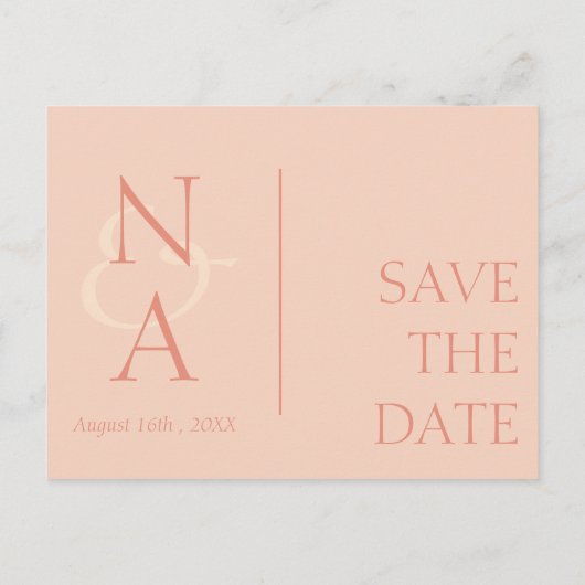 ピーチオレンジ金ゴールドマーブルエフェクトエレガントな結婚式 案内ポストカード (裏面)