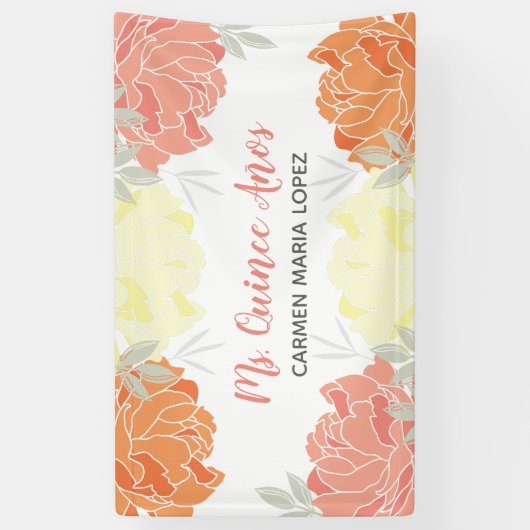 ピーチオレンジ&イエロープオーニーキンセアニェラパーティー 横断幕 (縦)