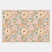 ピーチオレンジ、ピンクグレー、フローラ、3セット ラッピングペーパーシート (正面3)