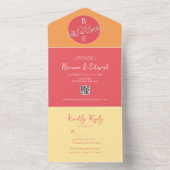 ピーチオレンジ モノグラム ウェディング オールインワン招待状 (内側)