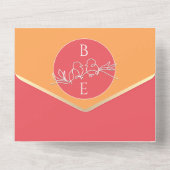 ピーチオレンジ モノグラム ウェディング オールインワン招待状 (裏面)