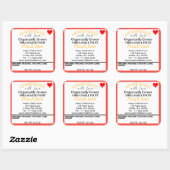 ピーチオーガニックムキャニング赤いハート スクエアシール (シート)