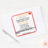 ピーチオーガニックムキャニング赤いハート スクエアシール (封筒)