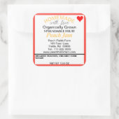 ピーチオーガニックムキャニング赤いハート スクエアシール (バッグ)