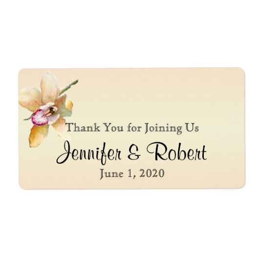 ピーチオーキッドウォーターカラーポスウォーターボトルラベル ラベル (正面)