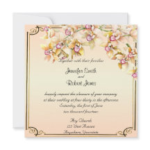 ピーチオーキッドウォーターカラーポー結婚式招待状