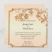 ピーチオーキッドウォーターカラーポー結婚式招待状 招待状 (正面/裏面)