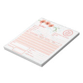 ピーチオーキッドフラワーフローリストインボイス ノートパッド (回転)