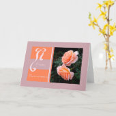 ピーチオープンバラ付き記念日カード カード (黄色い花)