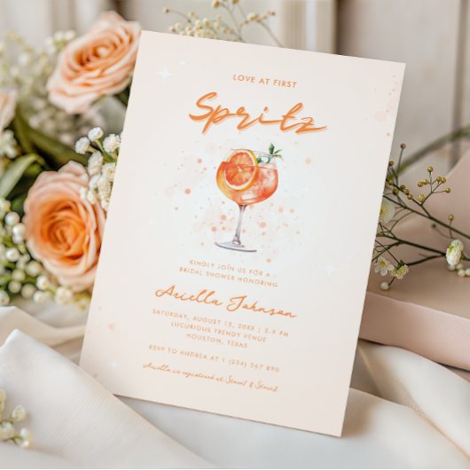 ピーチカクテルラブアットファーストスピリッツブライダルシャワー 招待状
