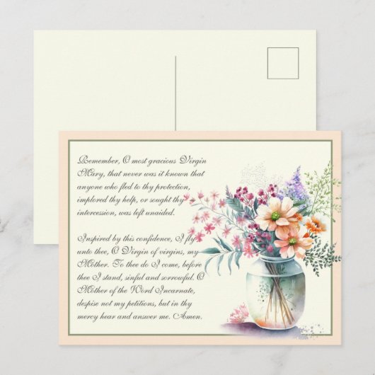 ピーチカソリック祈りの言葉メアリヴァージン ポストカード (正面/裏面)