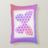 ピーチカラフルピンクパープルジオメトリックバタフライアート アクセントクッション (正面(垂直))
