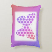 ピーチカラフルピンクパープルジオメトリックバタフライアート アクセントクッション (裏面(縦))