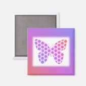ピーチカラフルピンクパープルジオメトリックバタフライアート マグネット (正面/裏面)