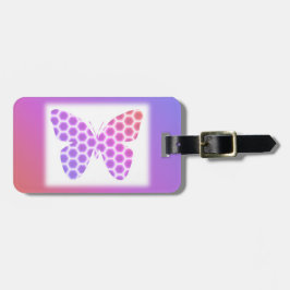 ピーチカラフルピンクパープルジオメトリックバタフライアート ラゲッジタグ