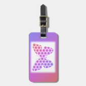 ピーチカラフルピンクパープルジオメトリックバタフライアート ラゲッジタグ (正面縦)