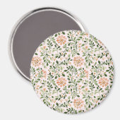 ピーチカラーの花とグリーンの葉 マグネット (正面/裏面)