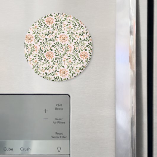 ピーチカラーの花とグリーンの葉 マグネット (インサイチュ (冷蔵庫))