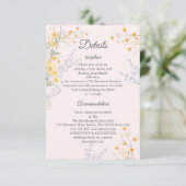 ピーチカラーの野の花の結婚式詳細同封カード エンクロージャーカード (スタンド正面)