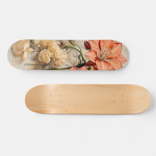 ピーチカラーダフォディルヴィンテージインスパイアスケートボード スケートボード (横)