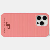 ピーチカラートーンエレガントモノグラモダンム名 Case-Mate iPhoneケース (裏面 (横))