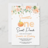ピーチカラーフローラスイートピーチ1st誕生日 招待状 (正面)