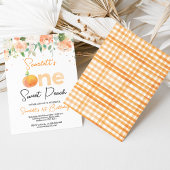 ピーチカラーフローラスイートピーチ1st誕生日 招待状