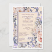 ピーチカラーフローラ結婚式招待状 案内状 (正面)