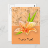 ピーチカラーリリウムと自然アートinピーチパターン ポストカード (正面/裏面)