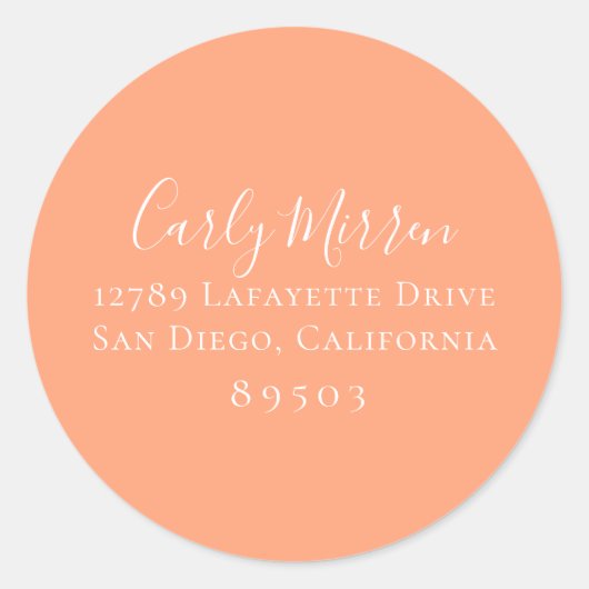 ピーチカンタロープカラー差出人住所ステッカー ラウンドシール (正面)