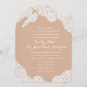 ピーチカントリー素朴ヘイルームレース結婚ズ 招待状 (正面/裏面)