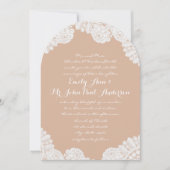 ピーチカントリー素朴ヘイルームレース結婚ズ 招待状 (正面)