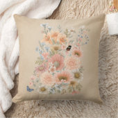 ピーチガーデンブーケオンタンシェードド装飾用クッション クッション (ブランケット)