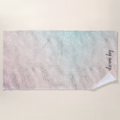 ピーチガーリーアクア絞り染めシルバーヒョウ ビーチタオル (正面)
