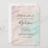 ピーチガーリーアクア絞り染めシルバーヒョウ 招待状 (正面)