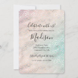 ピーチガーリーアクア絞り染めシルバーヒョウ 招待状