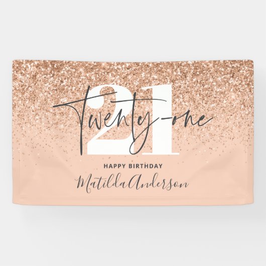 ピーチガーリーグリッターチック21バースデコール 横断幕 (横)