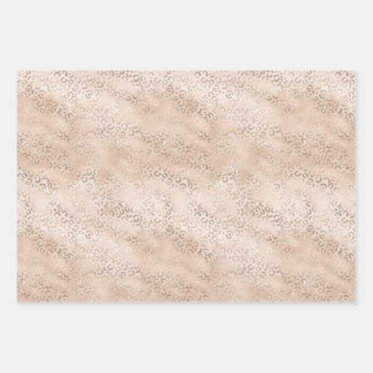 ピーチガーリーグーム金ゴールドヒョウ印刷ウォーターカラー ラッピングペーパーシート (正面)