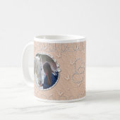 ピーチガーリースフェイクスパークリー2枚フォトハートアクセント コーヒーマグカップ (正面左)