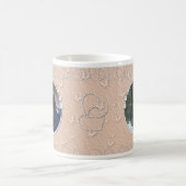 ピーチガーリースフェイクスパークリー2枚フォトハートアクセント コーヒーマグカップ (中央)