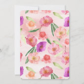 ピーチガーリーピンクパープルフローラ水彩 招待状 (裏面)